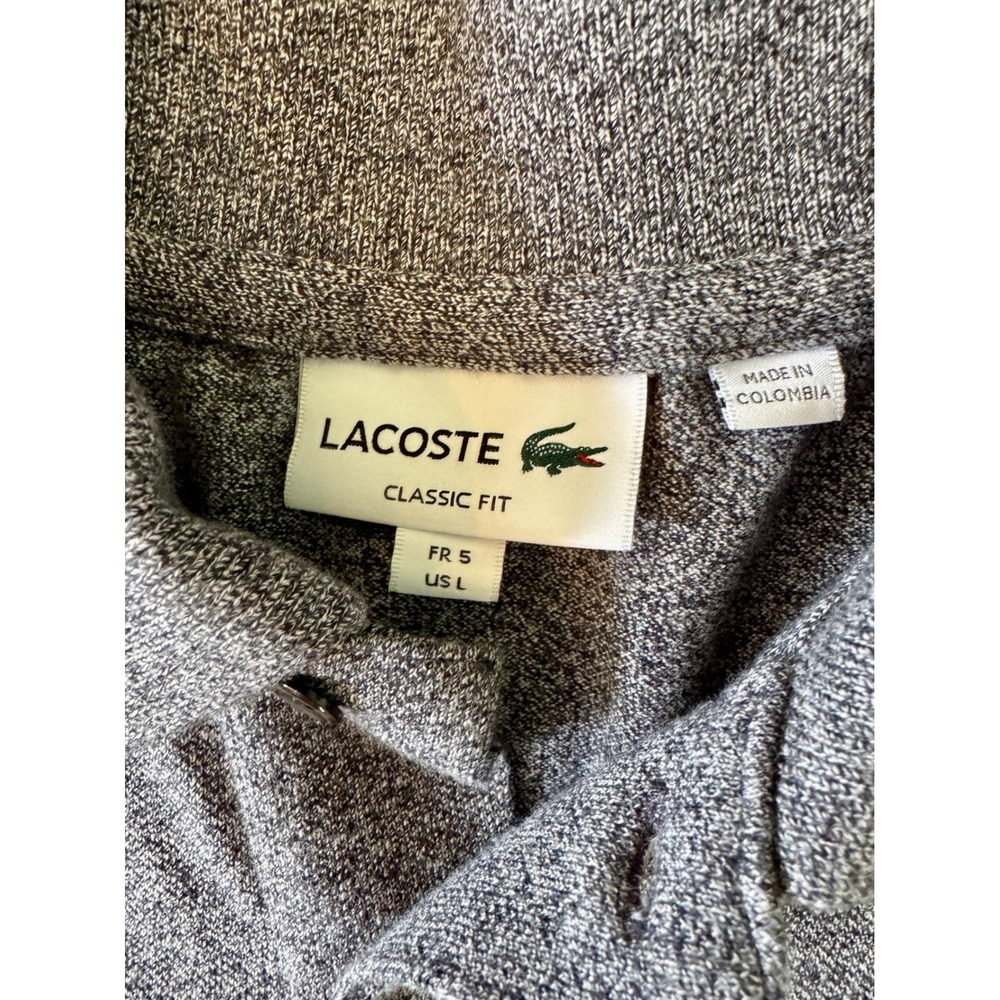 Lacoste Classic Polo Shirt Mens Large L Grey Heathered Cotton Preppy Collared - Picture 2 of 4